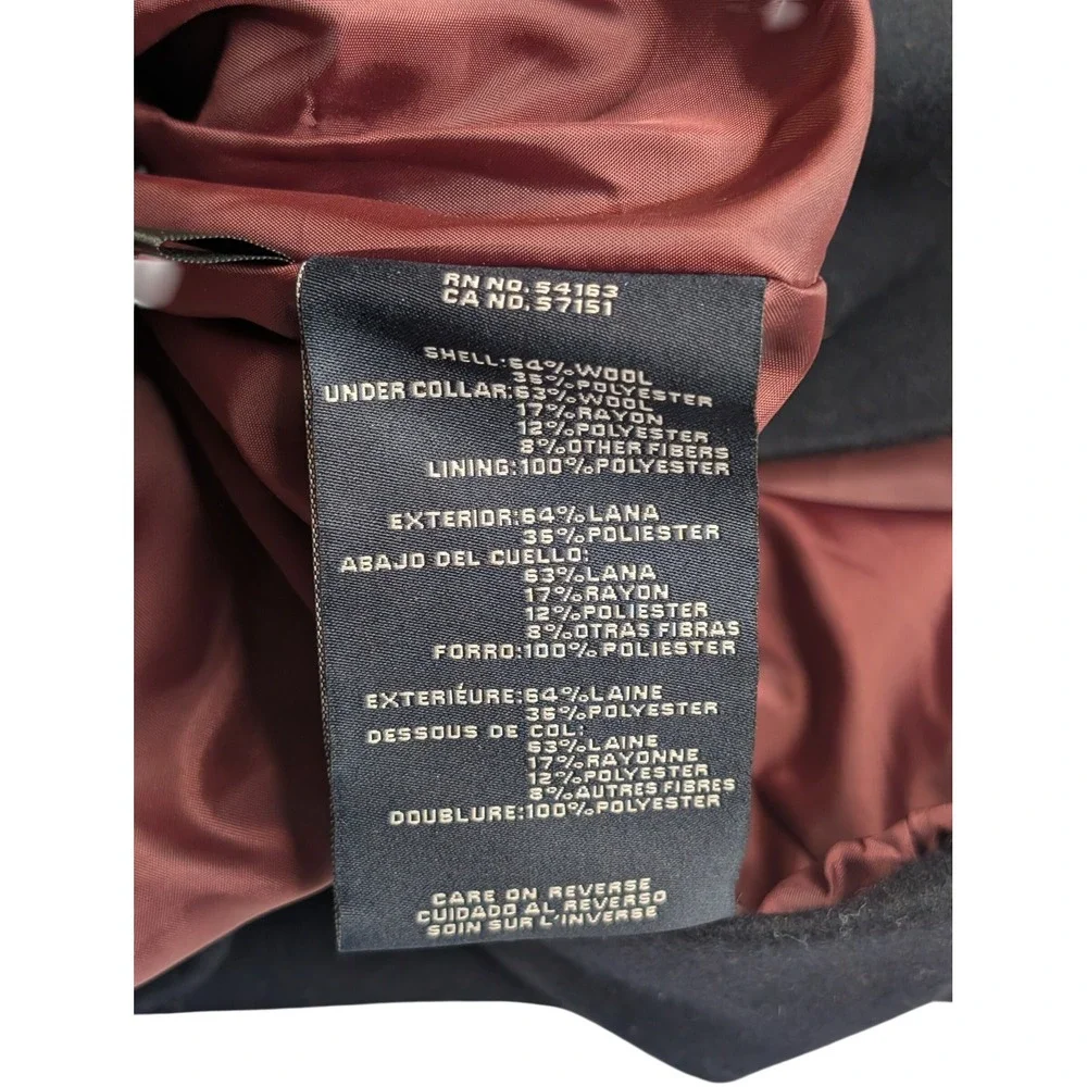 Tommy Hilfiger Wool Blend Pea Coat Jacket‎ Classic Black XL